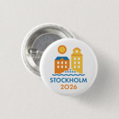 ストックホルム・スウェーデン2026年国際大会ピンバッジ 缶バッジ (正面&裏面)