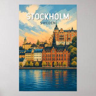 ストックホルム スウェーデン イラスト 旅行 アート ヴィンテージ ポスター