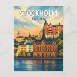 ストックホルム スウェーデン イラスト 旅行 アート ヴィンテージ ポストカード