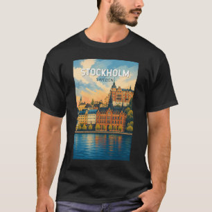 ストックホルム スウェーデン イラスト 旅行 アート ヴィンテージ Tシャツ