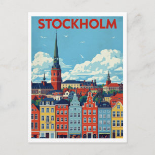 ストックホルム, スウェーデン レトロ都市風景 旅行 ポストカード