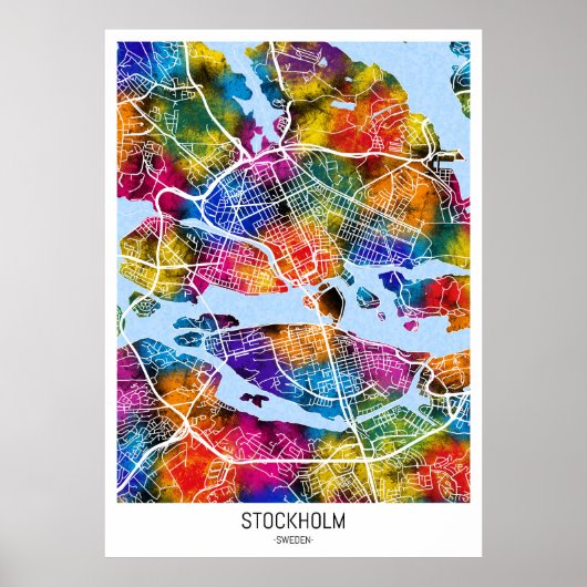 ストックホルム スウェーデン 市街地図 ポスター (正面)