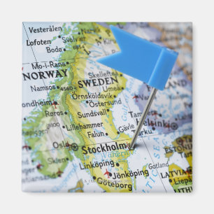 ストックホルム、地図のスウェーデンに置かれるピンの地図を描いて下さ マグネット