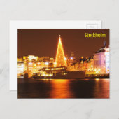 ストックホルム、夜のクリスマスのスウェーデン シーズンポストカード (正面/裏面)