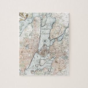 ストックホルム(1733年)のヴィンテージの地図 ジグソーパズル