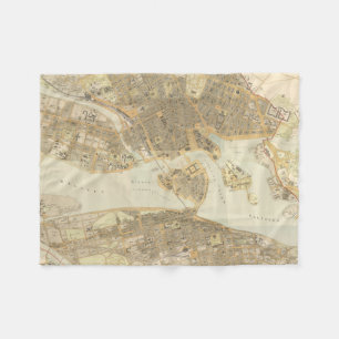 ストックホルム(1899年)のヴィンテージの地図 フリースブランケット