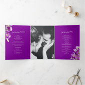 ストック花パープルウォーター結婚カラーアート 三つ折りプログラム (内部)