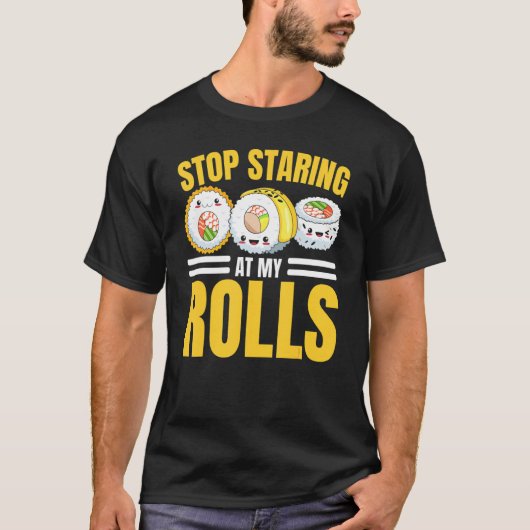 ストップすし食べのグルメを見る Tシャツ (正面)