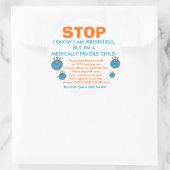 ストップと考え:医療的に脆弱な子ステッカー ラウンドシール (バッグ)