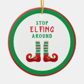 ストップのまわりにクリスマスおもしろいことわざ セラミックオーナメント (正面)