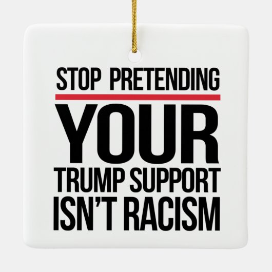 ストップトランプの支援を人種差別ではないと装う セラミックオーナメント (裏面)