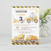 ストップ交通建築トラック誕生日 招待状 (スタンド正面)