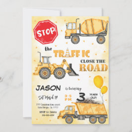 ストップ交通建築誕生日招待状 招待状