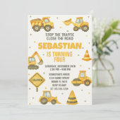 ストップ交通！建築誕生日招待状 招待状 (スタンド正面)