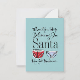 ストップ信じサンタ下着クリスマスミニ ノートカード