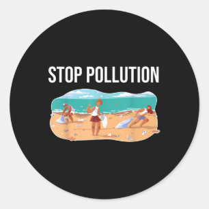 ストップ公害プラスチック海環境保護 ラウンドシール