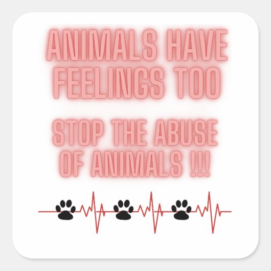 ストップ動物虐待 スクエアシール (正面)