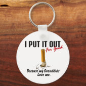 ストップ喫煙が私を愛する孫にそれを置く キーホルダー (正面)