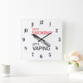 ストップ喫煙 スクエア壁時計 (ホーム)