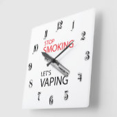 ストップ喫煙 スクエア壁時計 (傾斜)