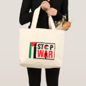 ストップ戦 – パレスチナ人の生活の問題 – 自由 ラージトートバッグ (正面(商品))