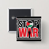 ストップ戦 – パレスチナ人の生活は自由 缶バッジ (正面&裏面)