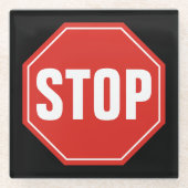 ストップ標識 ガラスコースター (正面)