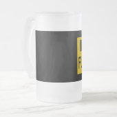 ストップ毛皮貿易標識イエロー フロストグラスビールジョッキ (正面左)