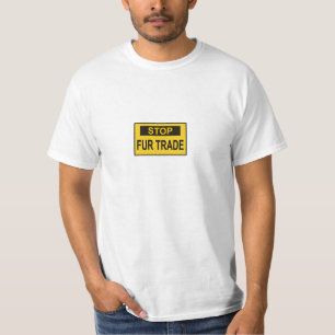 ストップ毛皮貿易標識イエロー Tシャツ