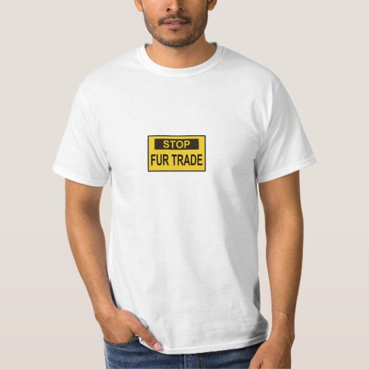 ストップ毛皮貿易標識イエロー Tシャツ (正面)
