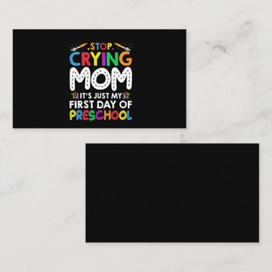 ストップ泣き叫び母さん幼稚園の最初の日 名刺 (正面/裏面)