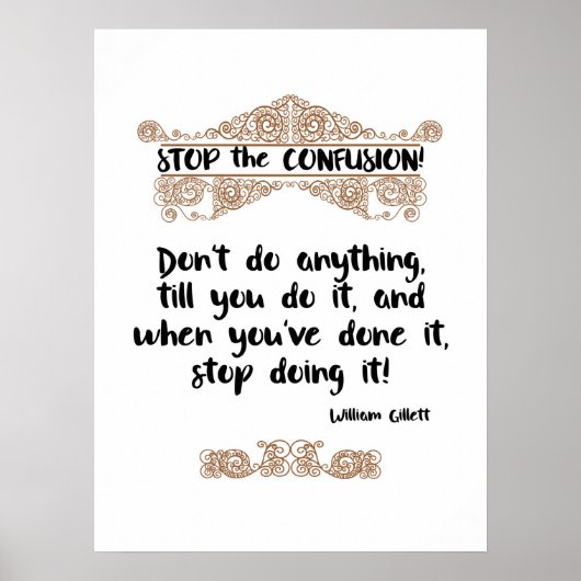 ストップ混乱のポスター(ブラウン)とおもしろい引用文! ポスター (正面)