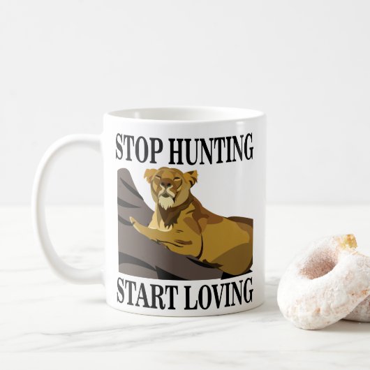 ストップ狩り開始Loving Lioness コーヒーマグカップ (ドーナツ)