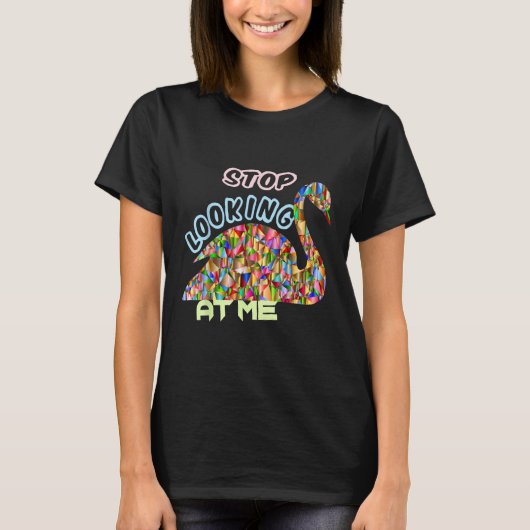 ストップ白鳥を見おもしろいて Tシャツ (正面)