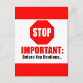 ストップ続ける前に重要な印おもしろい警告 ポストカード (正面)