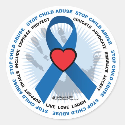 ストップ虐待リボン ラウンドシール (正面)