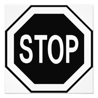 ストップ記号 – 黒（白） フォトプリント           