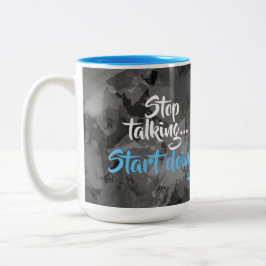 ストップ話がインスピレーションやる気を起こさせるを ツートーンマグカップ