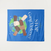 ストップ集団暴力手絡 タペストリー (正面(横))