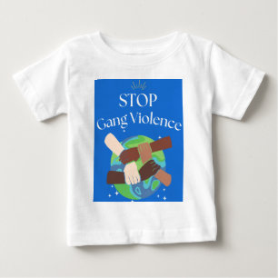 ストップ集団暴力手絡 ベビーTシャツ