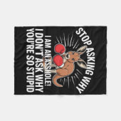 ストップ頼なぜ穴が開いているのか フリースブランケット (正面(横))