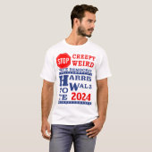 ストップ風変わりCreepy Vote Harris Walz 2024 LT ユニセックス Tシャツ (正面フル)