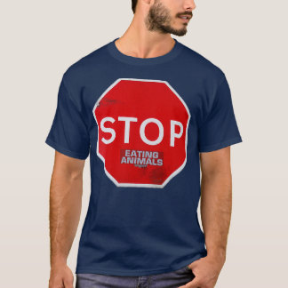 ストップ食べの動物のベジタリアンビーガン道路標識サブ Tシャツ