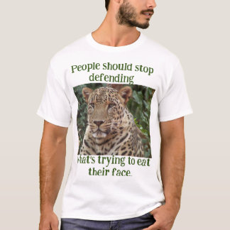 ストップ食べの顔であるヒョウを守る Tシャツ