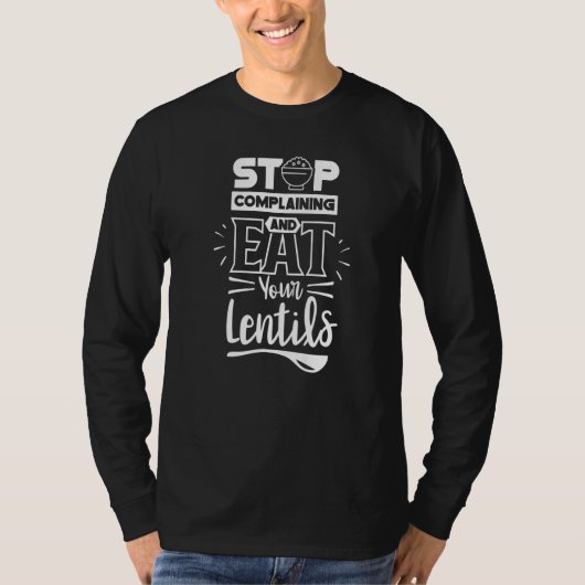 ストップ食べ不満とことわざ食 Tシャツ (正面)