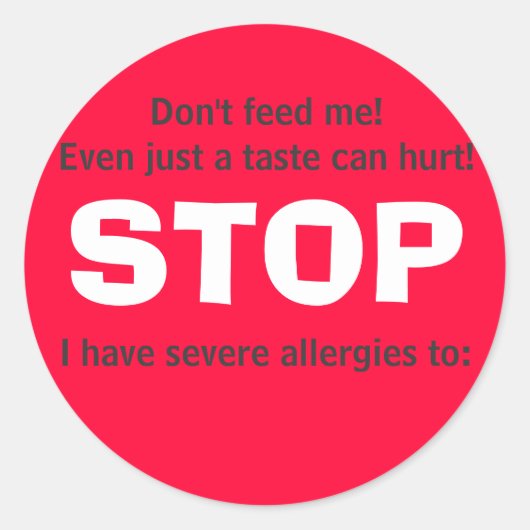 ストップ食べ物を与え止めて! ラウンドシール (正面)