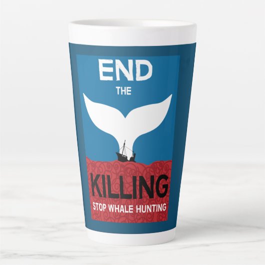 ストップ鯨狩り |捕鯨海洋保護の禁止 カフェラテマグ (正面)