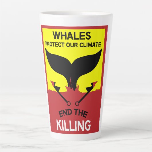 ストップ鯨狩り |捕鯨海洋保護の禁止 カフェラテマグ (正面)
