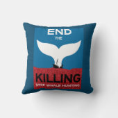 ストップ鯨狩り |捕鯨海洋保護の禁止 クッション (裏面)