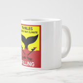 ストップ鯨狩り |捕鯨海洋保護の禁止 ジャンボコーヒーマグカップ (正面右)